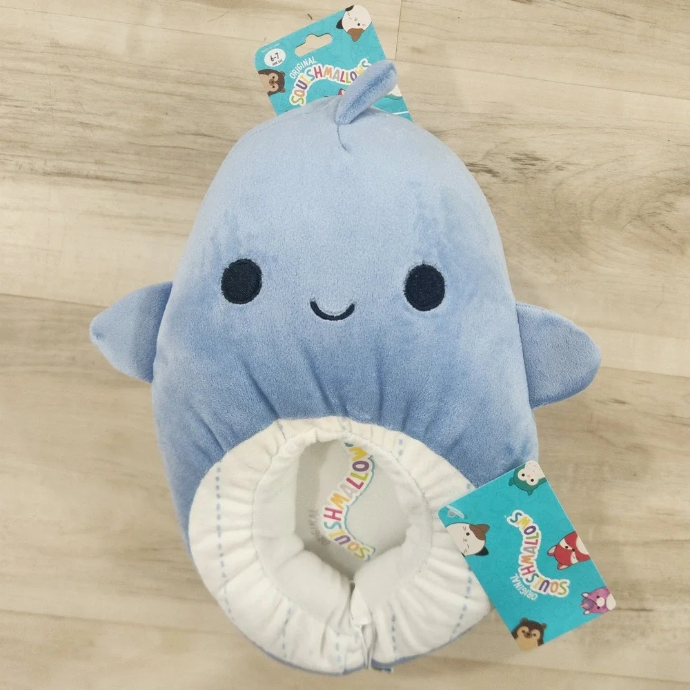 Squishmallows Samir the Whale Plush Kids Slippers Size 6-7 NWT